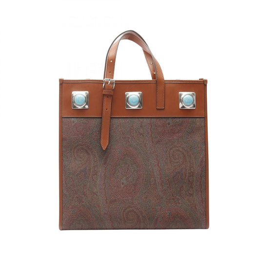 ETRO Crown Me Tote Bag PVC Coated Canvas Leather