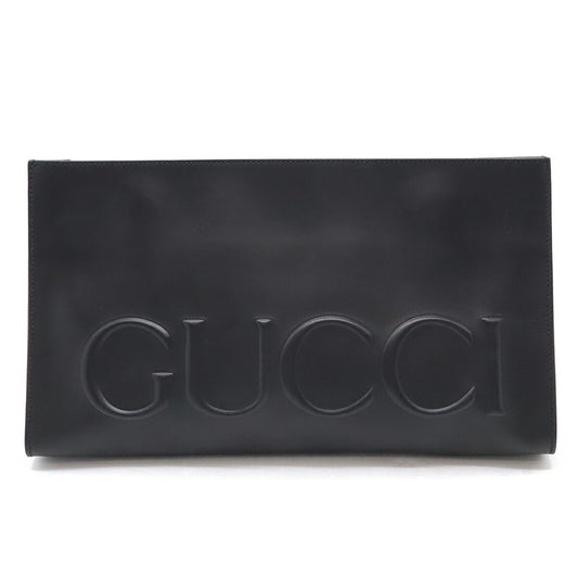 Gucci Leather Logo Embossed Clutch Bag