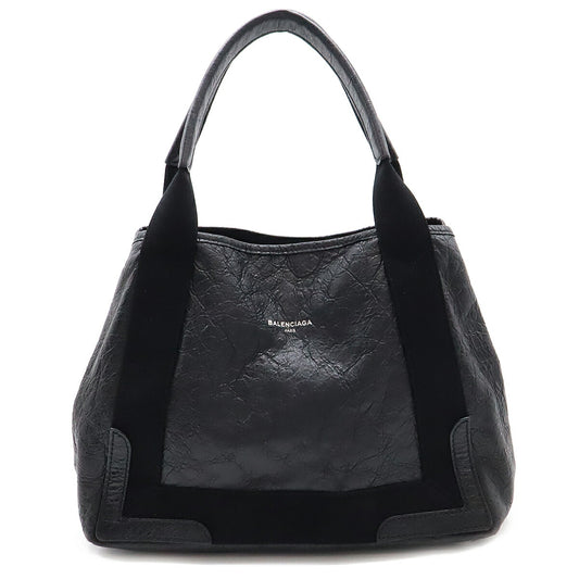 Balenciaga Navy Cabas Logo Leather Tote Bag