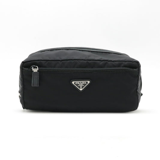 Prada Nylon Triangle Logo Clutch Bag