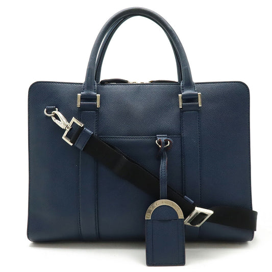 Bvlgari Leather Business Briefcase Navy