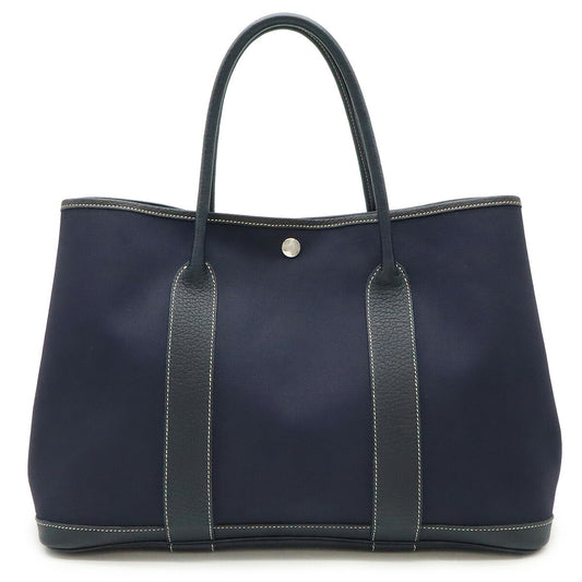 Hermes Garden Party PM Tote Bag Canvas Leather Navy