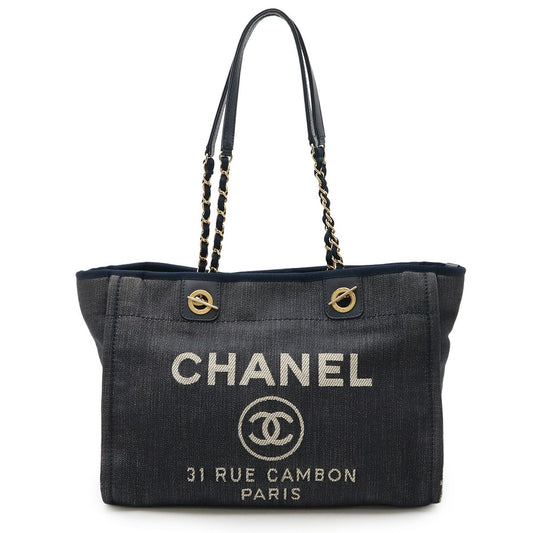 Chanel Denim/Leather Deauville Medium Tote Bag