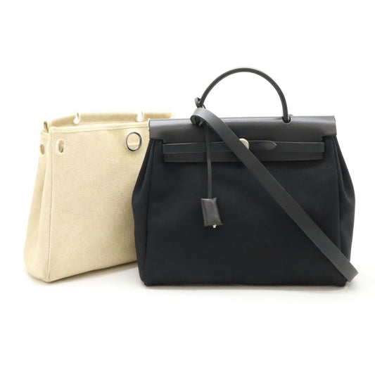 Hermes Aile Bag PM Leather Handbag Black