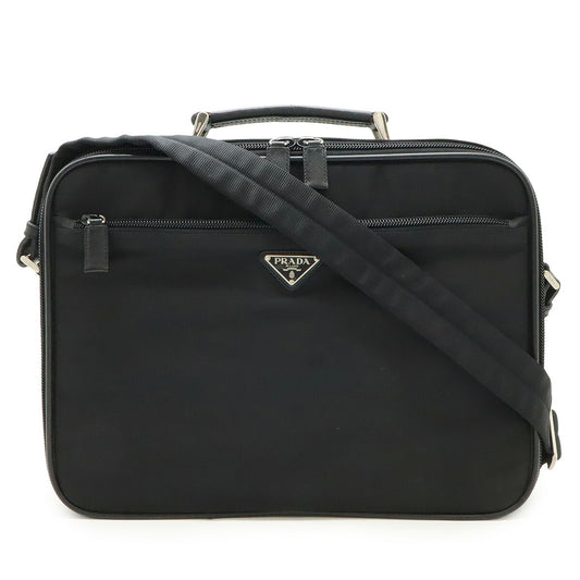Prada Nylon Leather Triangle Logo Briefcase