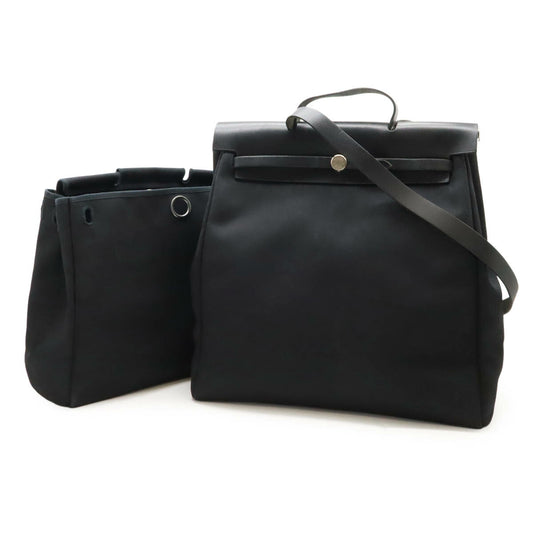 Hermes Aile Bag MM Leather Handbag Black