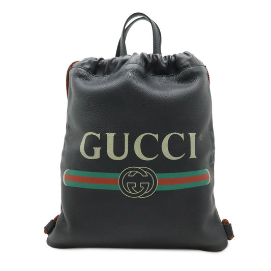 Gucci Leather Print Drawstring Backpack 516639