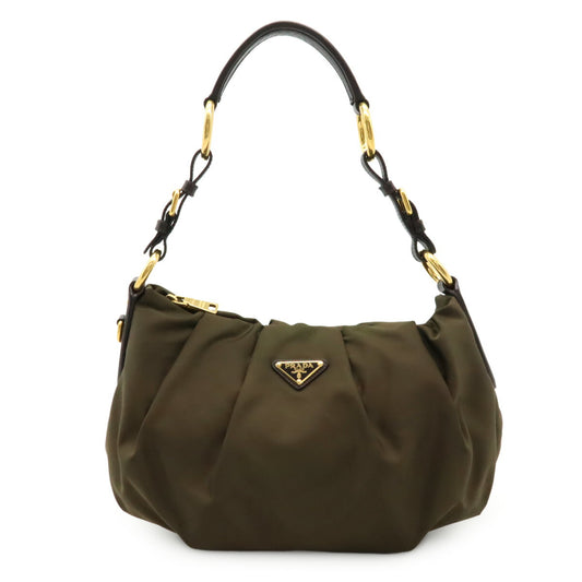 Prada Nylon Leather Triangle Logo Shoulder Bag