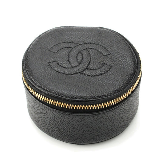 Chanel Caviar Skin Vintage Coco Mark Round Pouch