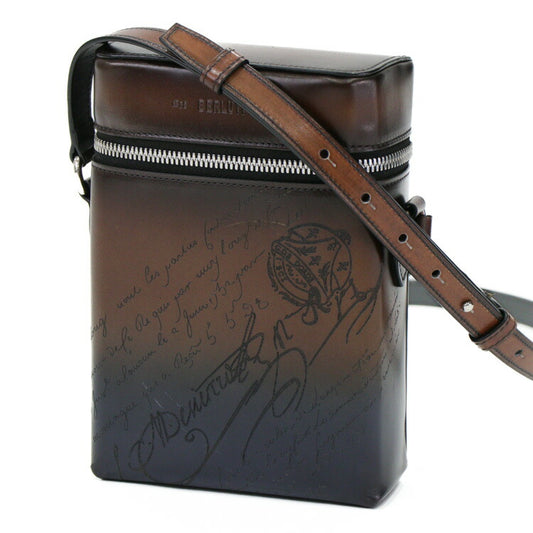 Berluti Leather Calligraphy Shoulder Bag