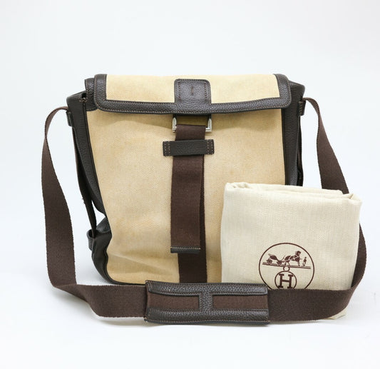 Hermes Tibet Vertical Shoulder Bag Beige Brown