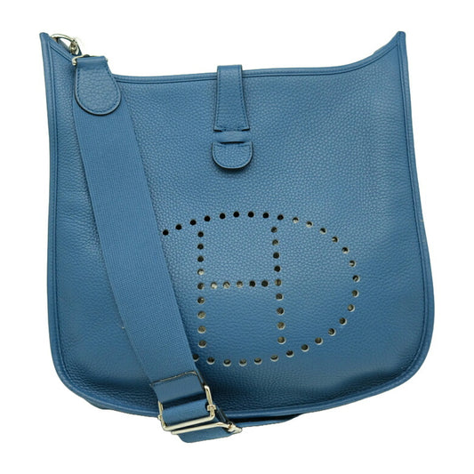 Hermes Evelyne 3 PM Shoulder Bag Blue Leather