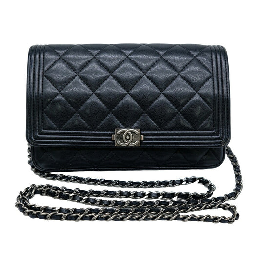 Chanel Matelasse Chain Shoulder Bag Wallet Black