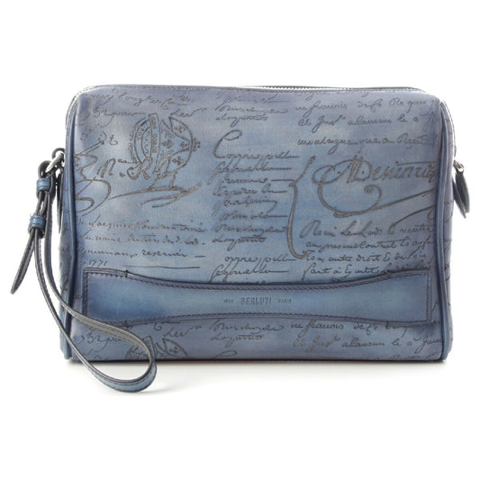 Berluti Leather Scritto Calligraphy Clutch
