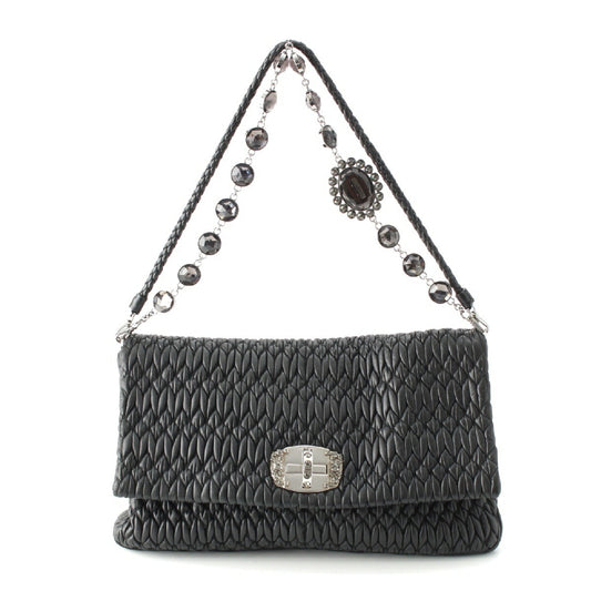 Miu Miu Leather Crystal Chain Handbag