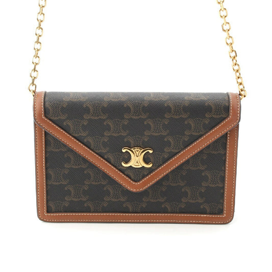 Celine Triomphe Canvas Flap Chain Wallet Shoulder Bag
