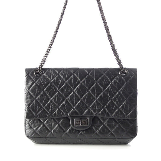 Chanel 2.55 So Black Calfskin Shoulder Bag