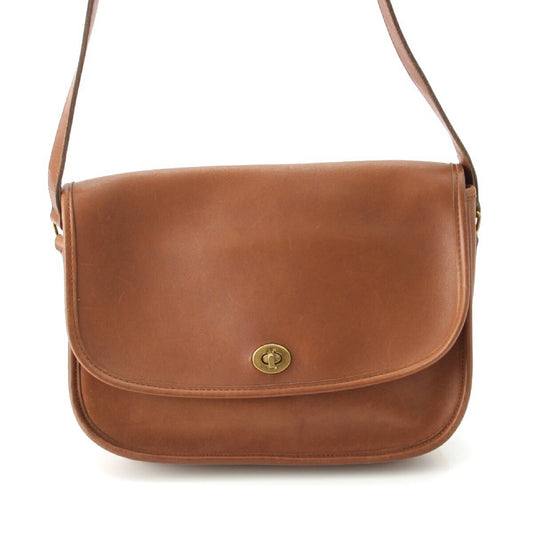 Coach Leather Turnlock Shoulder Bag Brown