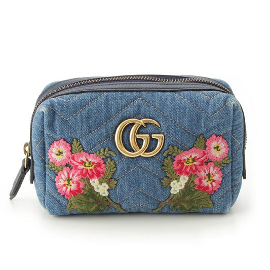Gucci Denim GG Marmont Flower Pouch