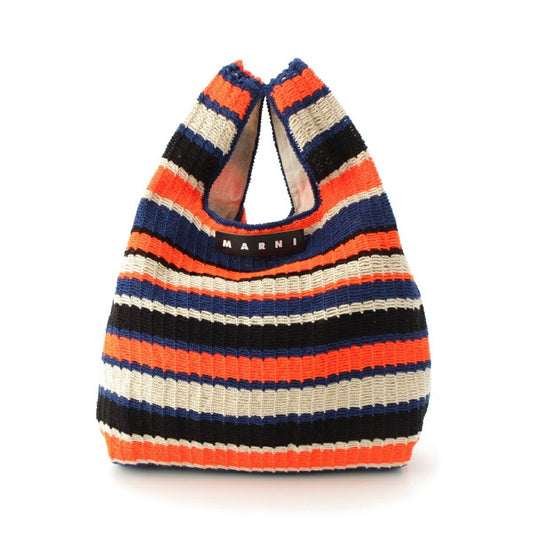 Marni Knit Market Border Handbag Blue Orange
