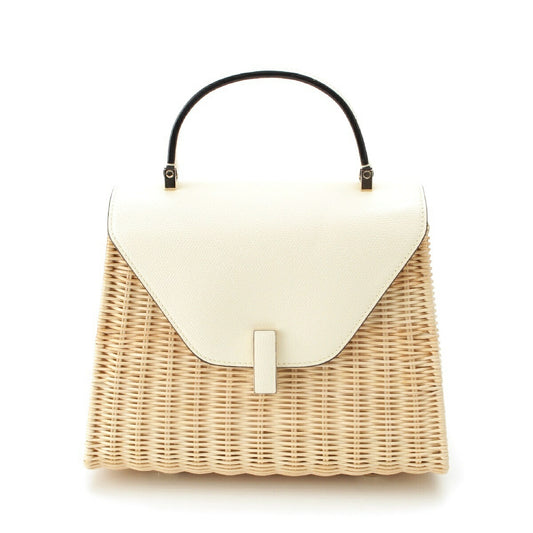 Valextra Leather Straw Raffia Iside Handbag