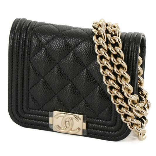 Chanel Boy Mini Chain Pouch Caviar Leather Bag