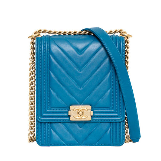 Chanel Boy V-Stitch Calfskin Shoulder Bag