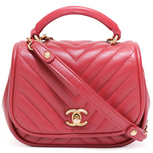 Chanel Lambskin Chain Shoulder Handbag Red