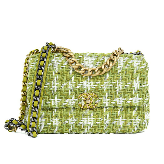 Chanel Tweed Leather Large 2way Handbag