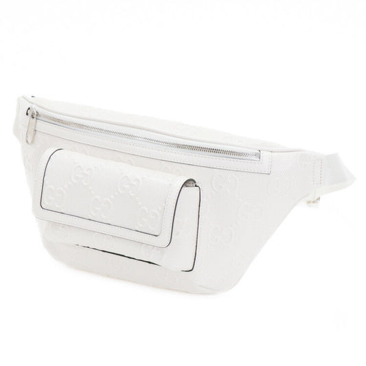 Gucci GG Emboss Belt Bag White Leather
