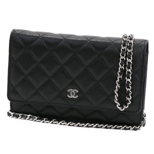 Chanel Caviar Chain Wallet Crossbody Bag