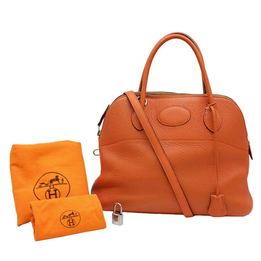 Hermes Bolide 31 Leather Handbag Orange