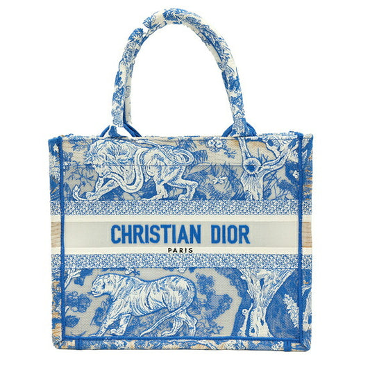 Dior Book Tote Canvas Handbag Medium Blue