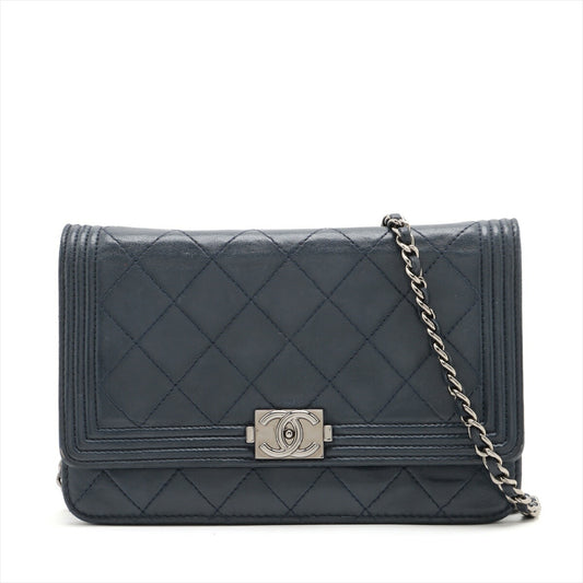Chanel Boy Chain Wallet Leather Mini Bag