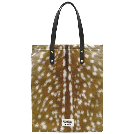 Burberry Nylon Leather Animal Print Tote 8022363