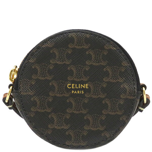Celine Coin Case Triomphe Canvas Black Brown