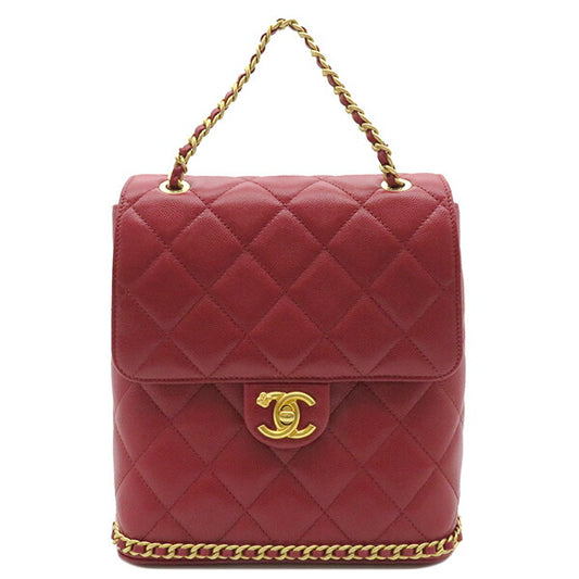 Chanel Caviar Skin Matelasse Chain Backpack Red
