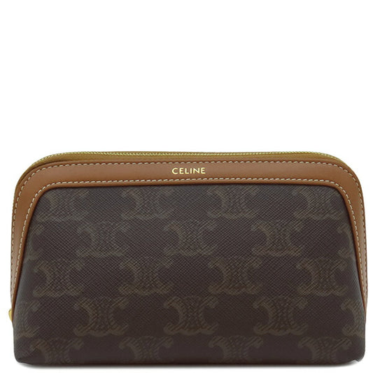 Celine Cosmetic Pouch Calfskin Triomphe Canvas