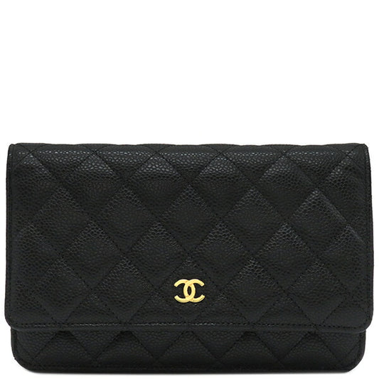 Chanel Caviar Skin Chain Wallet Matelasse AP0250