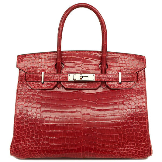 Hermes Birkin 30 Crocodile Handbag Red
