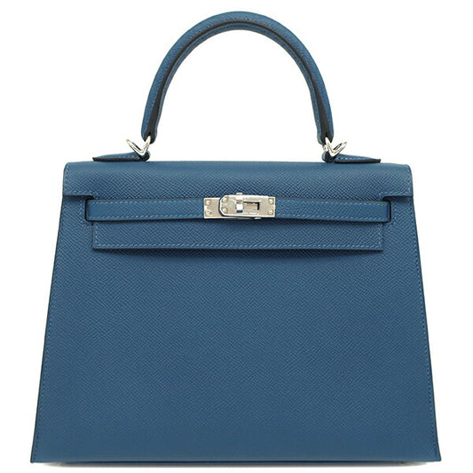 Hermes Kelly 25 Deep Blue 2-Way Bag
