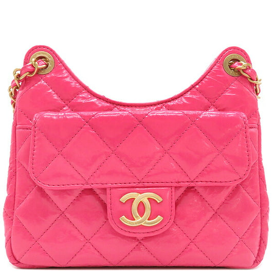 Chanel Leather Shoulder Bag Coco Mark Hobo AS3710