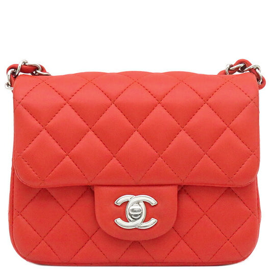 Chanel Mini Matelasse Lambskin Shoulder Bag Red