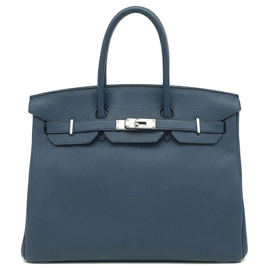 Hermes Birkin 35 Togo Handbag Blue