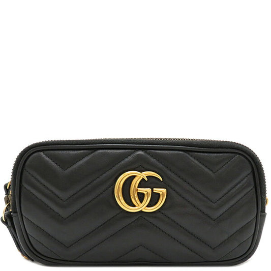 Gucci Leather Shoulder Bag GG Marmont Chain