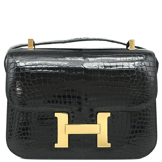 Hermes Constance 24 Black Crocodile Shoulder Bag