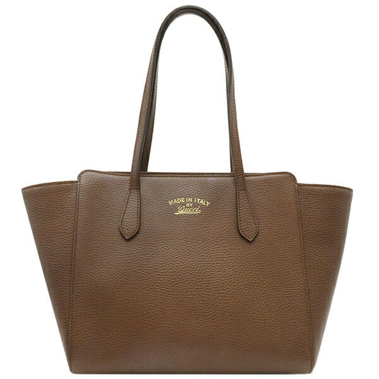 Gucci Leather Swing Tote Bag Brown