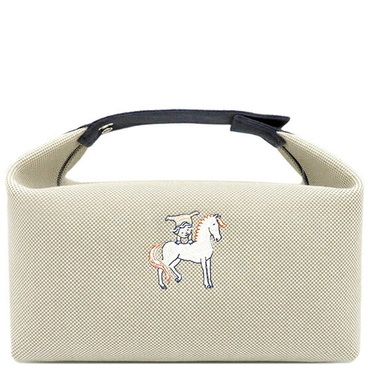 Hermes Toile Ash Brid A Black Cabriol GM Pouch