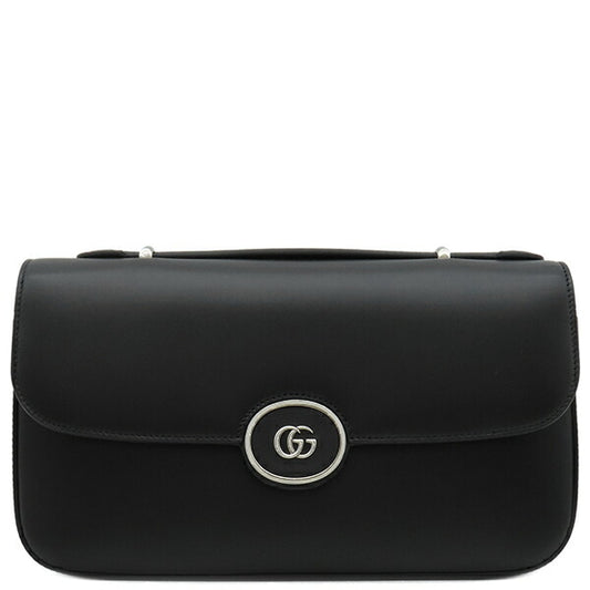 Gucci Leather 2WAY Bag Double G Plate Clutch