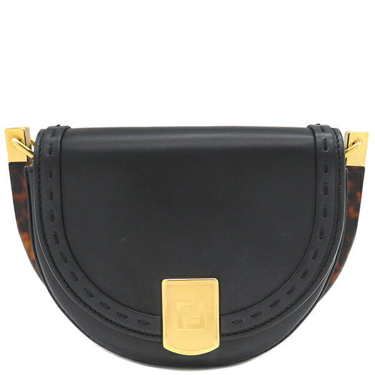 Fendi Moonlight Leather Shoulder Bag Black
